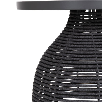 Side Table Round Driscoll Hm6477.01 Grey Aluminum & Rope Φ55x44hcm.