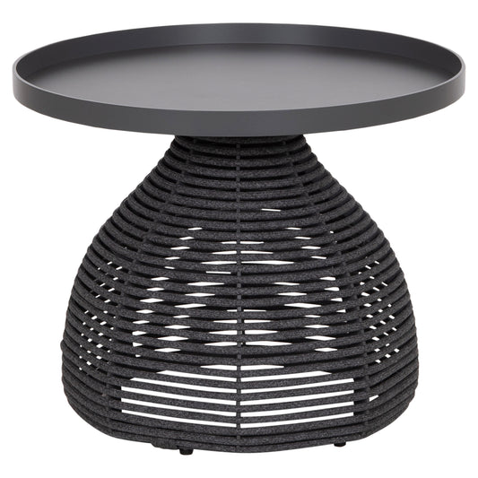 Side Table Round Driscoll Hm6477.01 Grey Aluminum & Rope Φ55x44hcm.