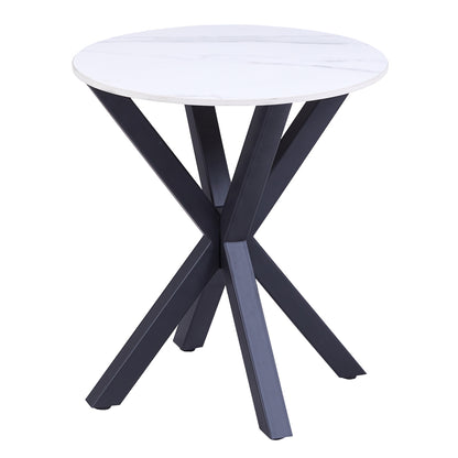 Side Table Round Hm9473.06 White Marble Top And Black Metal Legs Φ50x55hcm.