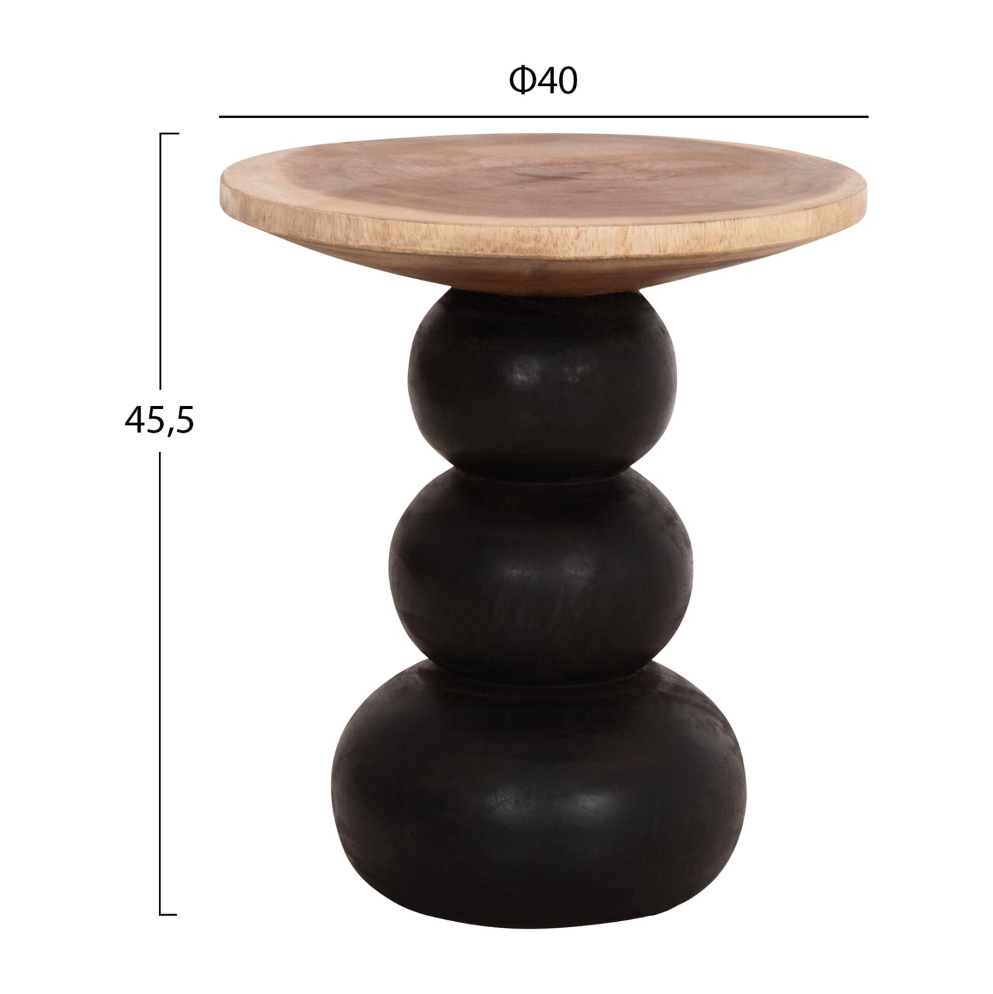 Side Table Round Jacky Hm9890 Suar Wood In Natural & Black Φ40x45.5hcm.