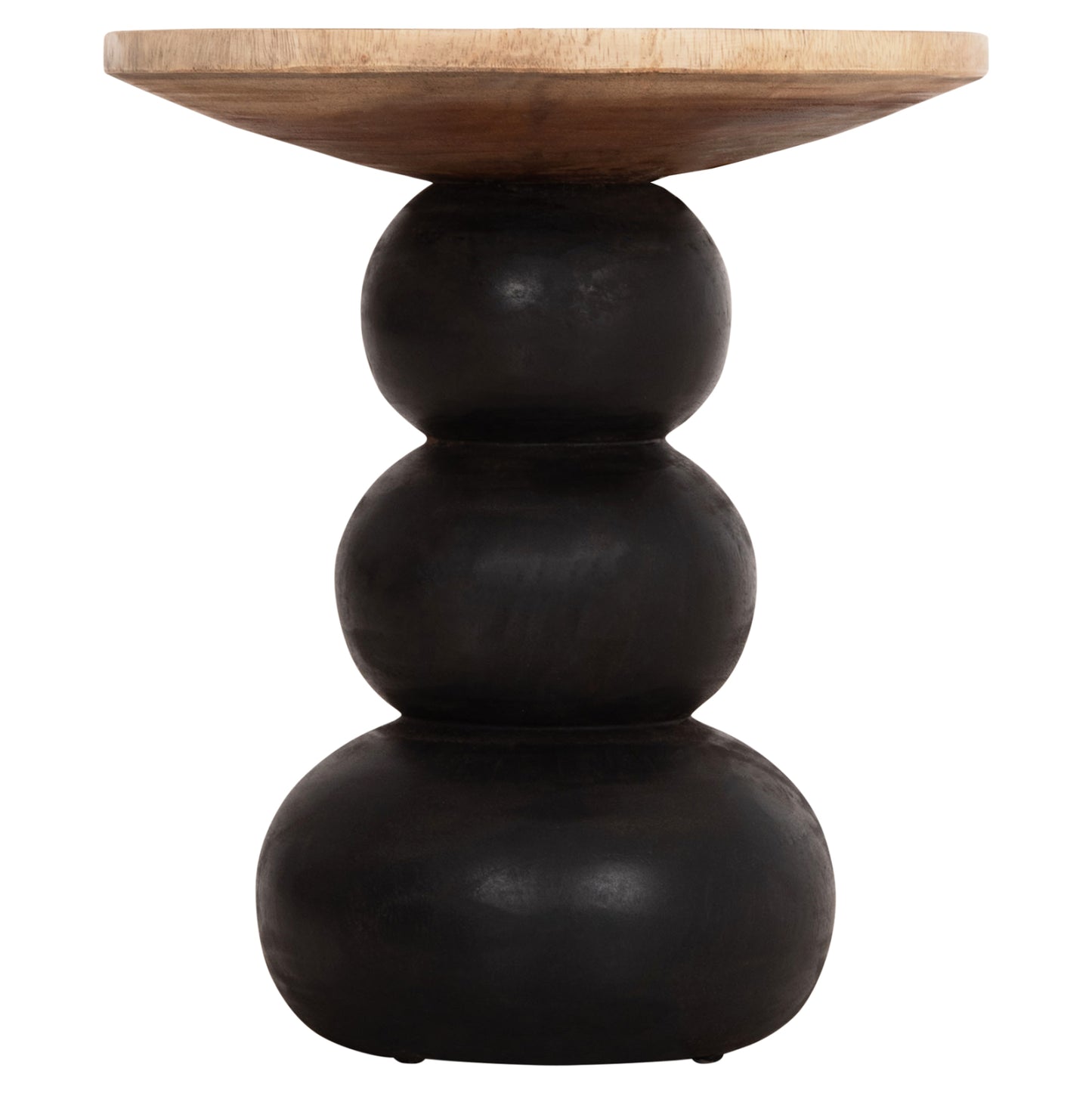 Side Table Round Jacky Hm9890 Suar Wood In Natural & Black Φ40x45.5hcm.