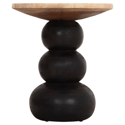 Side Table Round Jacky Hm9890 Suar Wood In Natural & Black Φ40x45.5hcm.