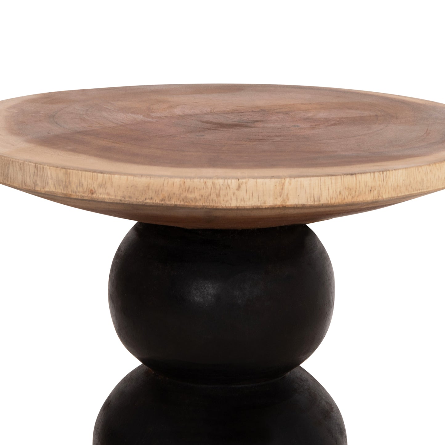 Side Table Round Jacky Hm9890 Suar Wood In Natural & Black Φ40x45.5hcm.