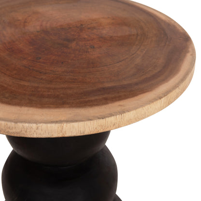 Side Table Round Jacky Hm9890 Suar Wood In Natural & Black Φ40x45.5hcm.
