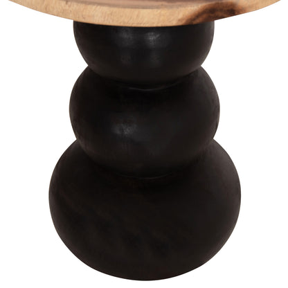 Side Table Round Jacky Hm9890 Suar Wood In Natural & Black Φ40x45.5hcm.