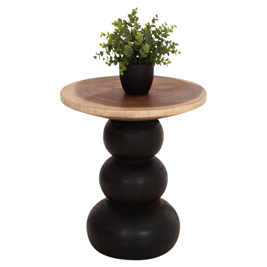 Side Table Round Jacky Hm9890 Suar Wood In Natural & Black Φ40x45.5hcm.