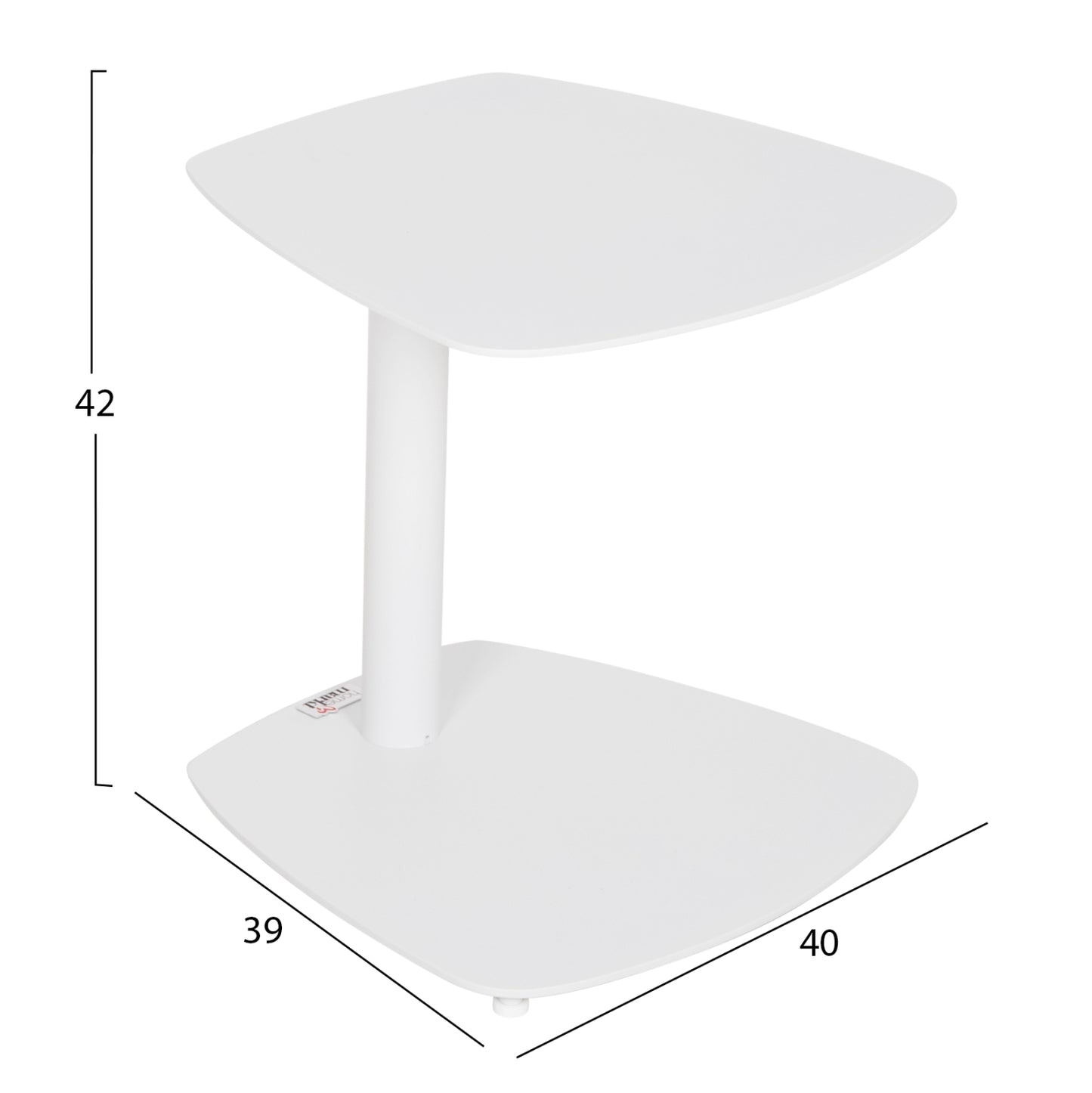 Sunbed Side Table Caret Hm6563.02 Aluminum In White 40x39x42hcm.