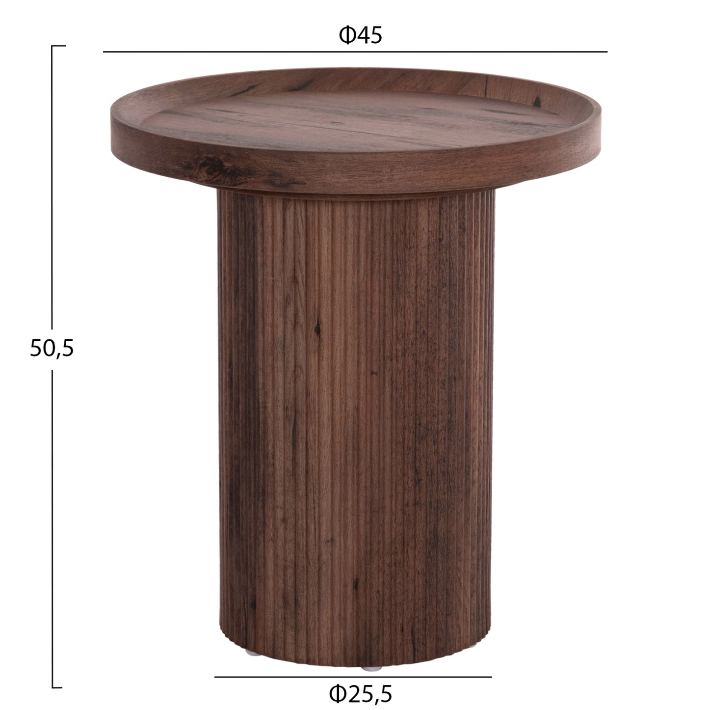 Side Table Margon Hm18027 Mdf In Dark Brown Wood Color Φ45x50,5hcm.