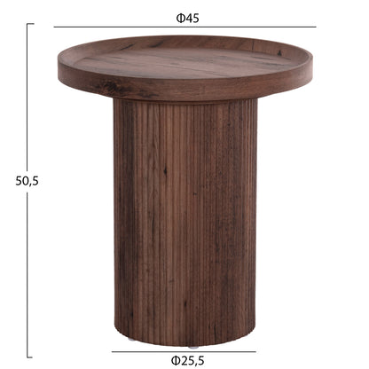 Side Table Margon Hm18027 Mdf In Dark Brown Wood Color Φ45x50,5hcm.
