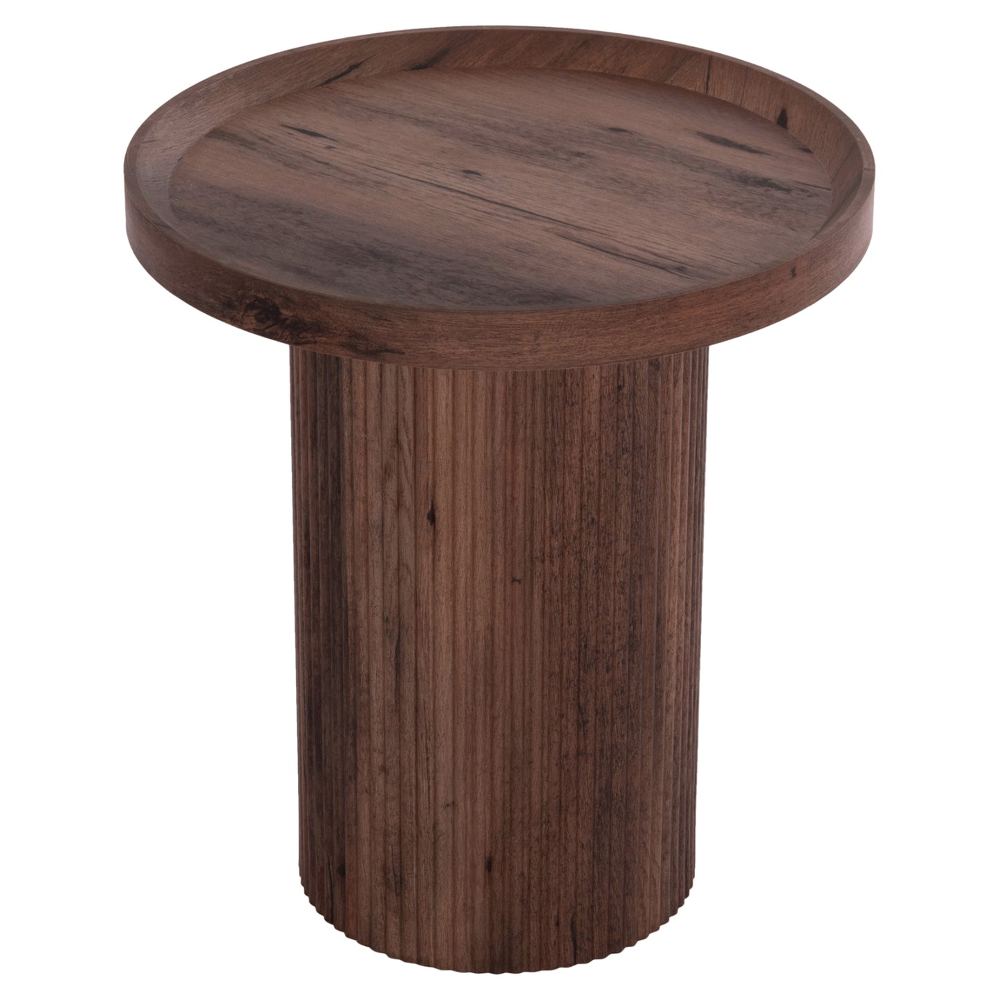 Side Table Margon Hm18027 Mdf In Dark Brown Wood Color Φ45x50,5hcm.