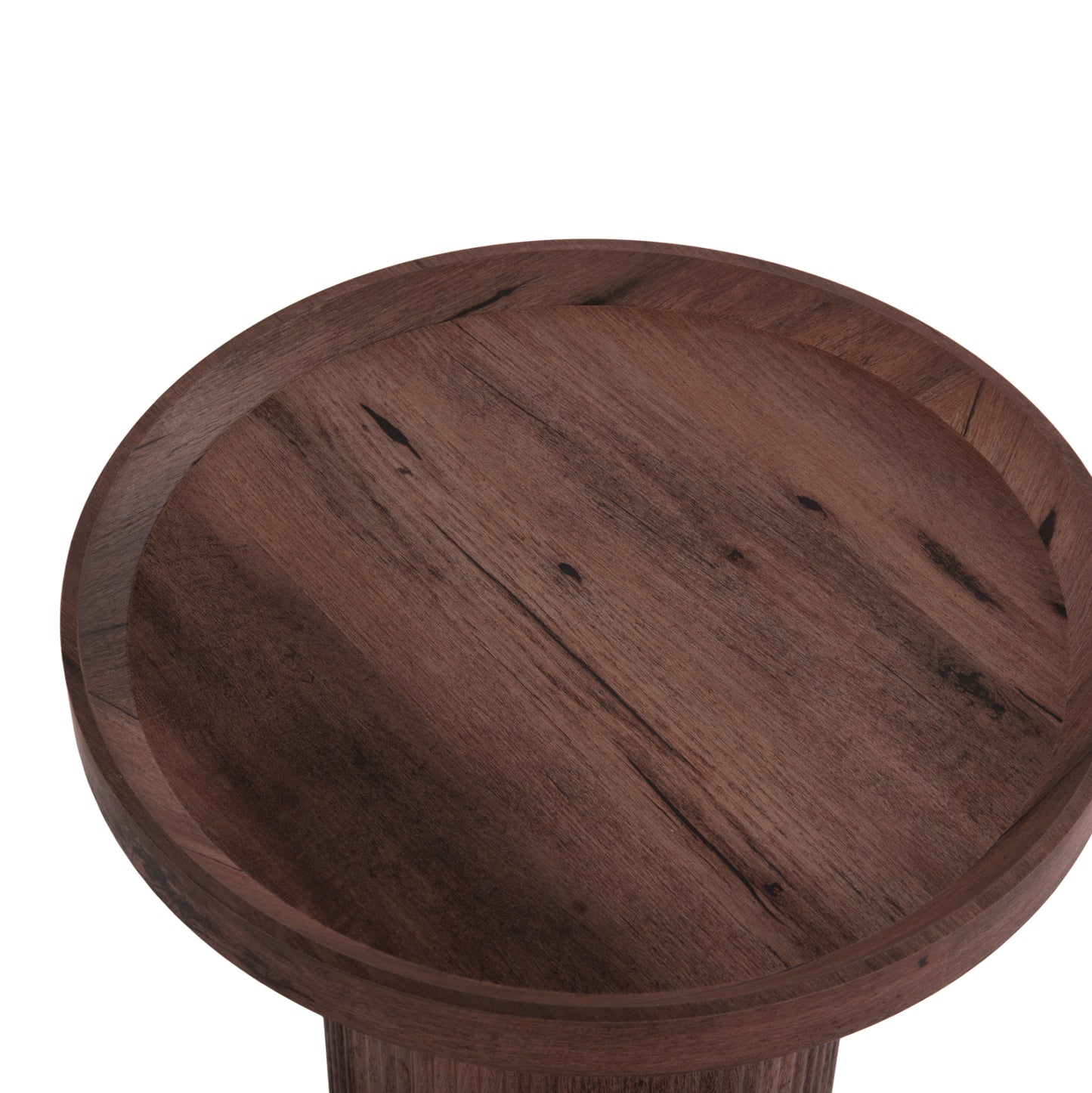 Side Table Margon Hm18027 Mdf In Dark Brown Wood Color Φ45x50,5hcm.