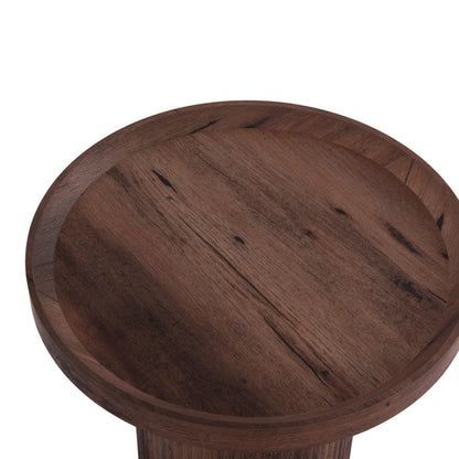 Side Table Margon Hm18027 Mdf In Dark Brown Wood Color Φ45x50,5hcm.