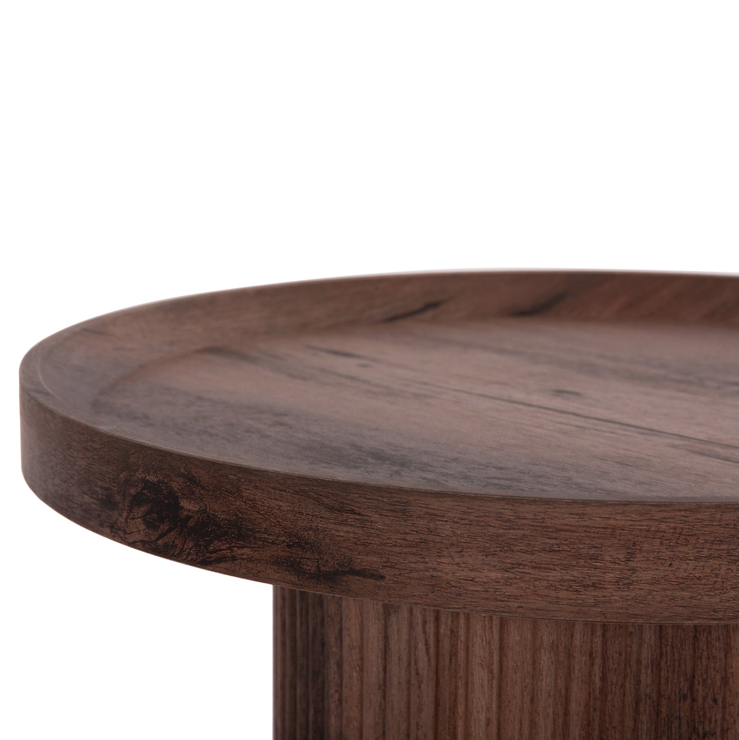 Side Table Margon Hm18027 Mdf In Dark Brown Wood Color Φ45x50,5hcm.
