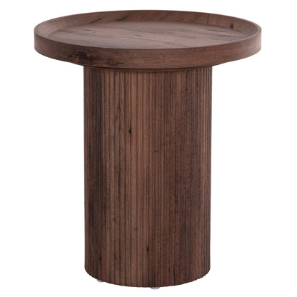 Side Table Margon Hm18027 Mdf In Dark Brown Wood Color Φ45x50,5hcm.