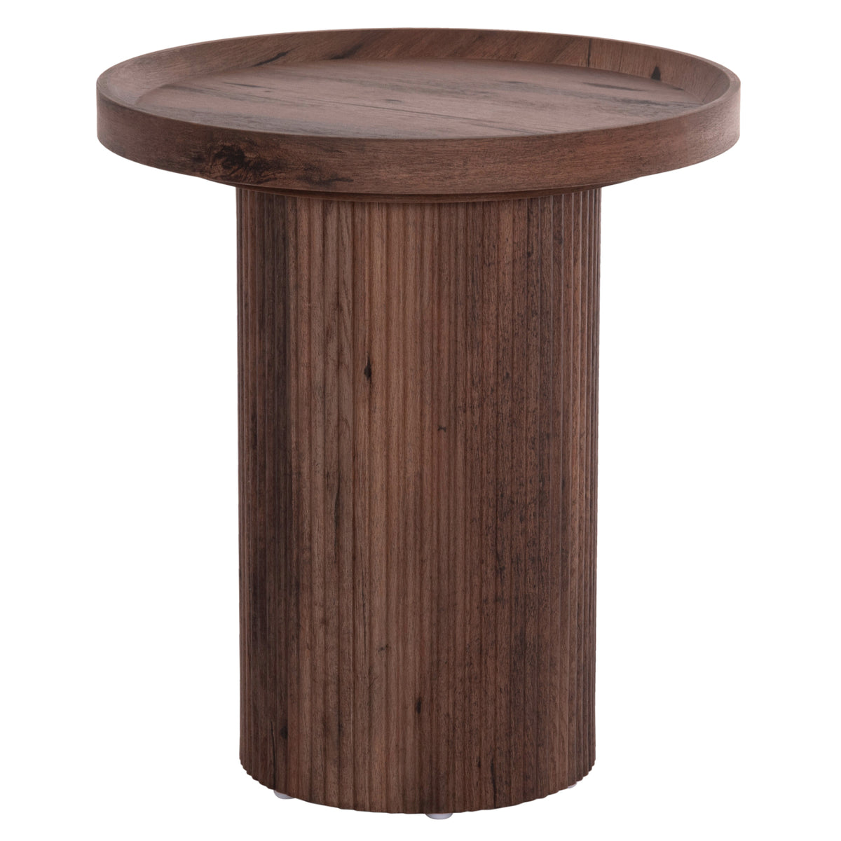 Side Table Margon Hm18027 Mdf In Dark Brown Wood Color Φ45x50,5hcm.