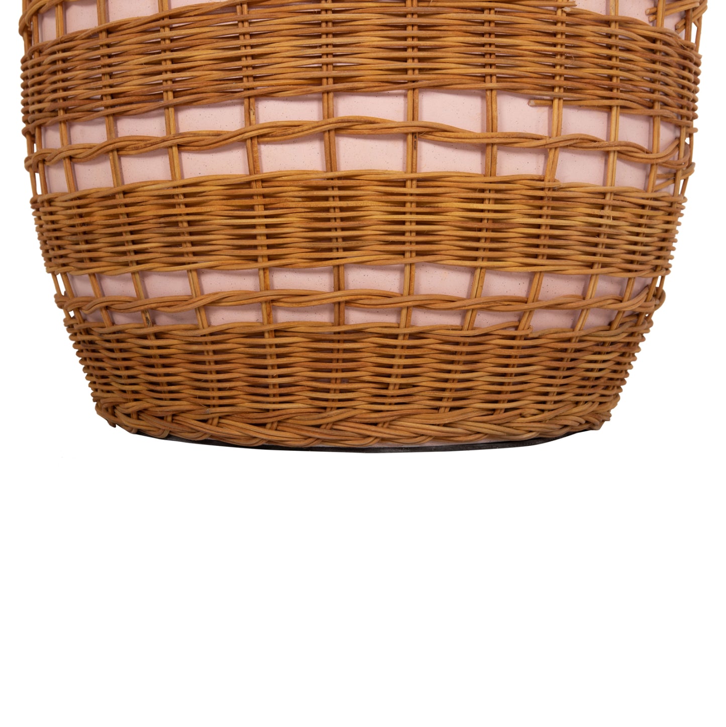 Side Table Round Vilhena Hm18166 Fiber Cement Pink--natural Rattan Φ44.5x45hcm.