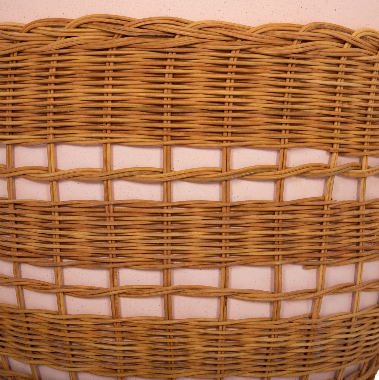 Side Table Round Vilhena Hm18166 Fiber Cement Pink--natural Rattan Φ44.5x45hcm.