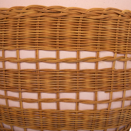 Side Table Round Vilhena Hm18166 Fiber Cement Pink--natural Rattan Φ44.5x45hcm.