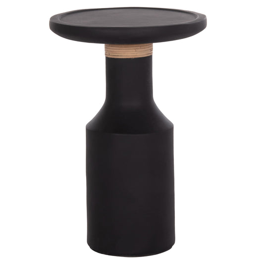 Side Table Tred(t) Hm18169.01 Fiber Cement In Black-natural Rattan--Φ40x61hcm.