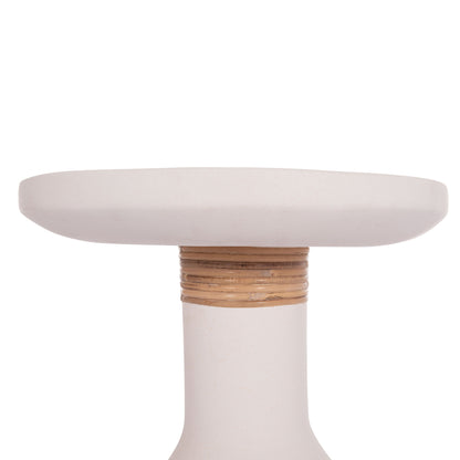 Side Table Tred(t) Hm18169.02 Fiber Cement In White-natural Rattan--Φ40x61hcm.