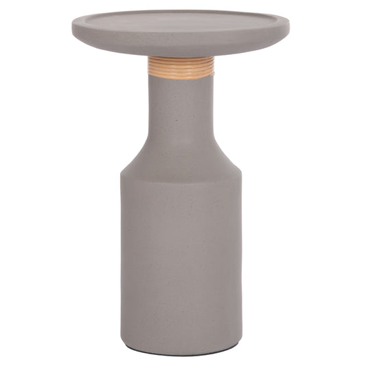 Side Table Tred(t) Hm18169.03 Fiber Cement In Grey-natural Rattan--Φ40x61hcm.
