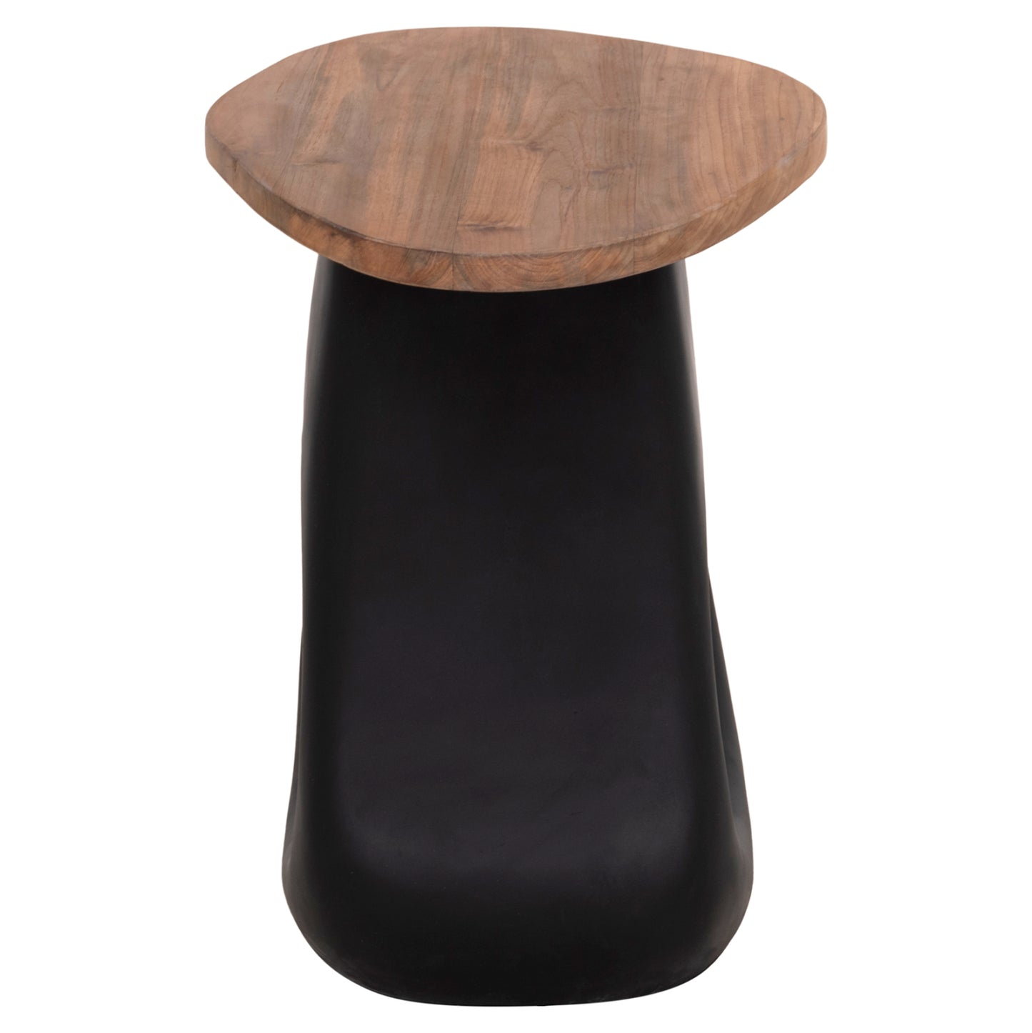 Side Table Aida Hm4692.01 Fiber Cement In Black--teak Wood Top 47x60x59hcm.