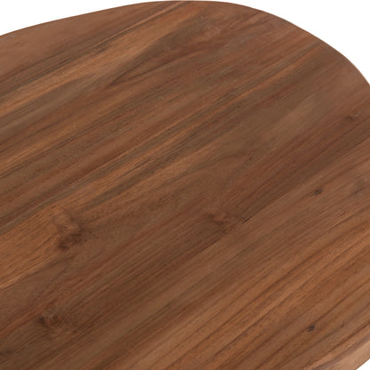 Side Table Aida Hm4692.01 Fiber Cement In Black--teak Wood Top 47x60x59hcm.
