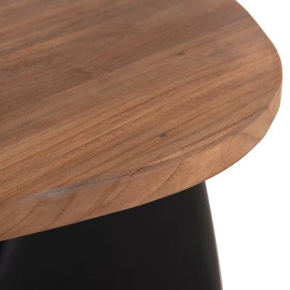 Side Table Aida Hm4692.01 Fiber Cement In Black--teak Wood Top 47x60x59hcm.