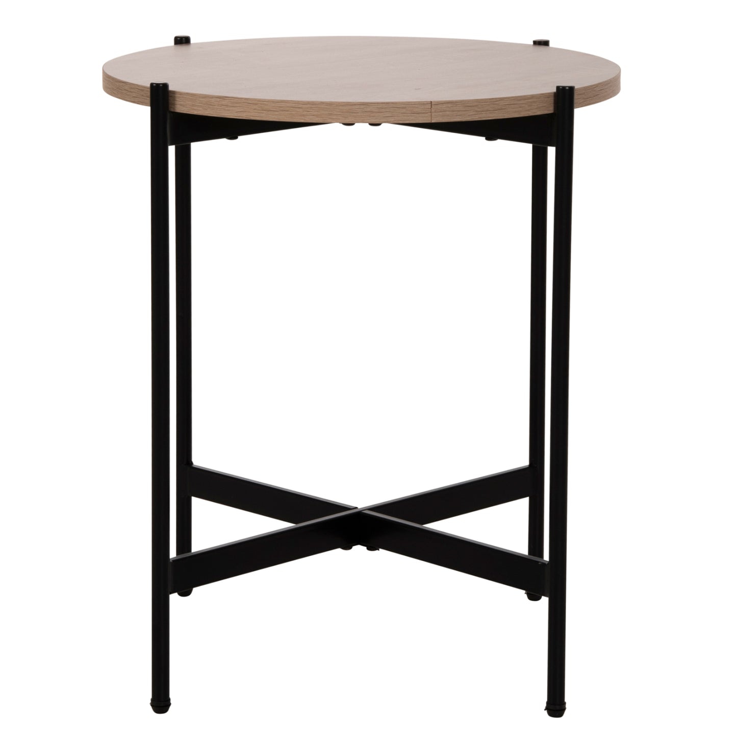 Side Table Hm9589.03 Mdf Sonoma-black Metal Base Φ50x55hcm.
