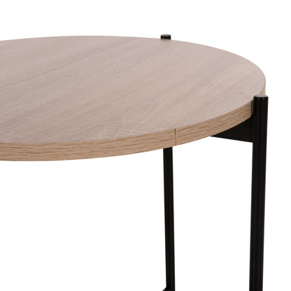 Side Table Hm9589.03 Mdf Sonoma-black Metal Base Φ50x55hcm.