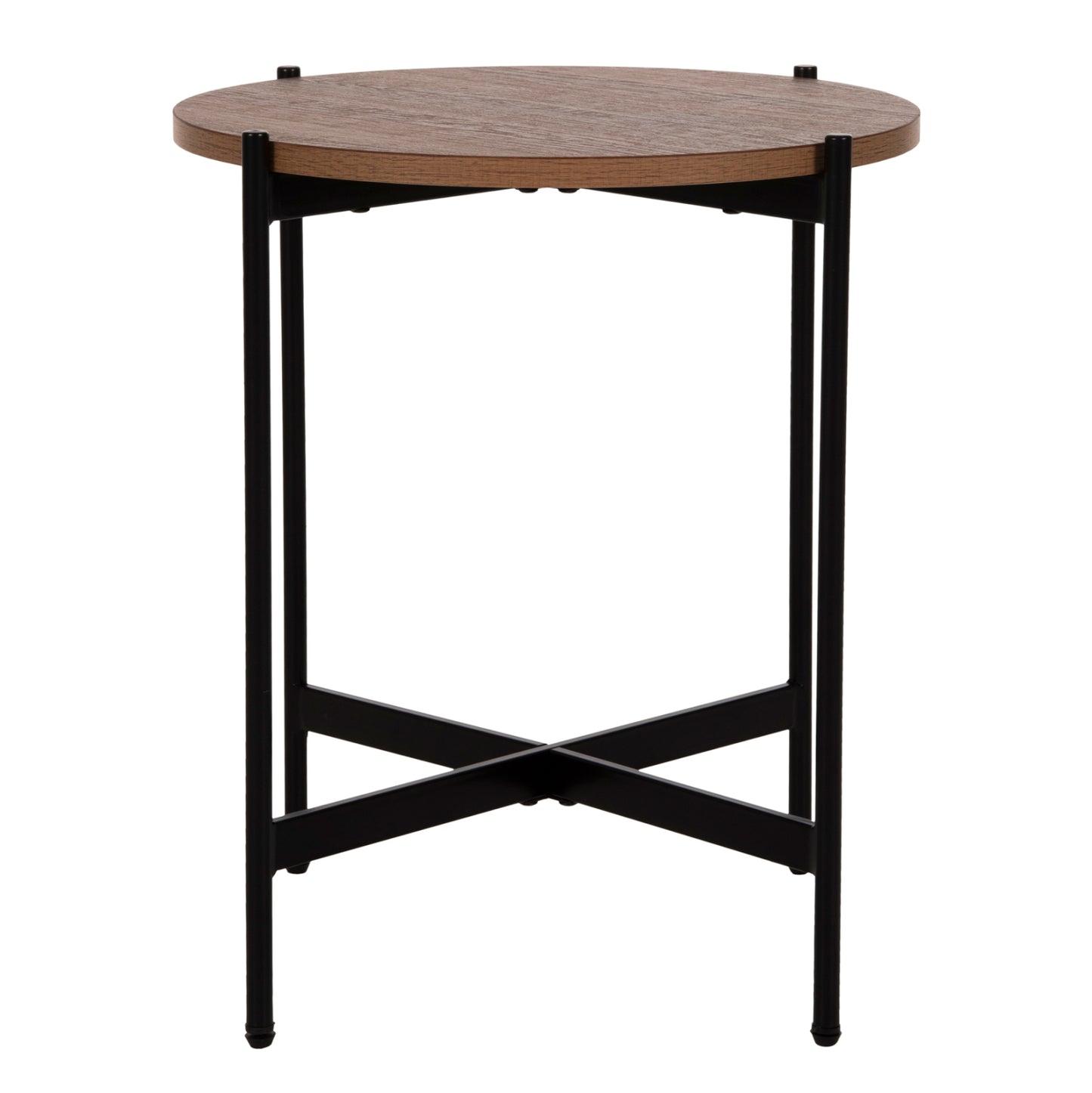 Side Table Hm9589.04 Mdf Walnut-black Metal Base Φ50x55hcm.
