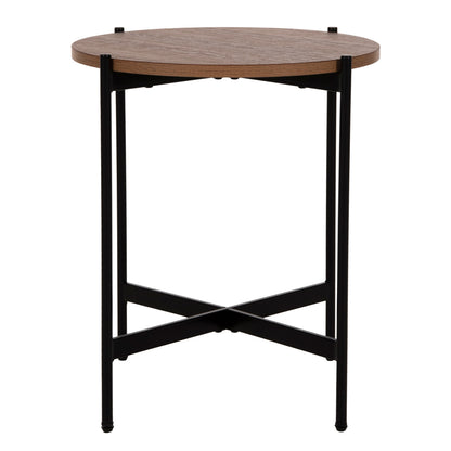 Side Table Hm9589.04 Mdf Walnut-black Metal Base Φ50x55hcm.