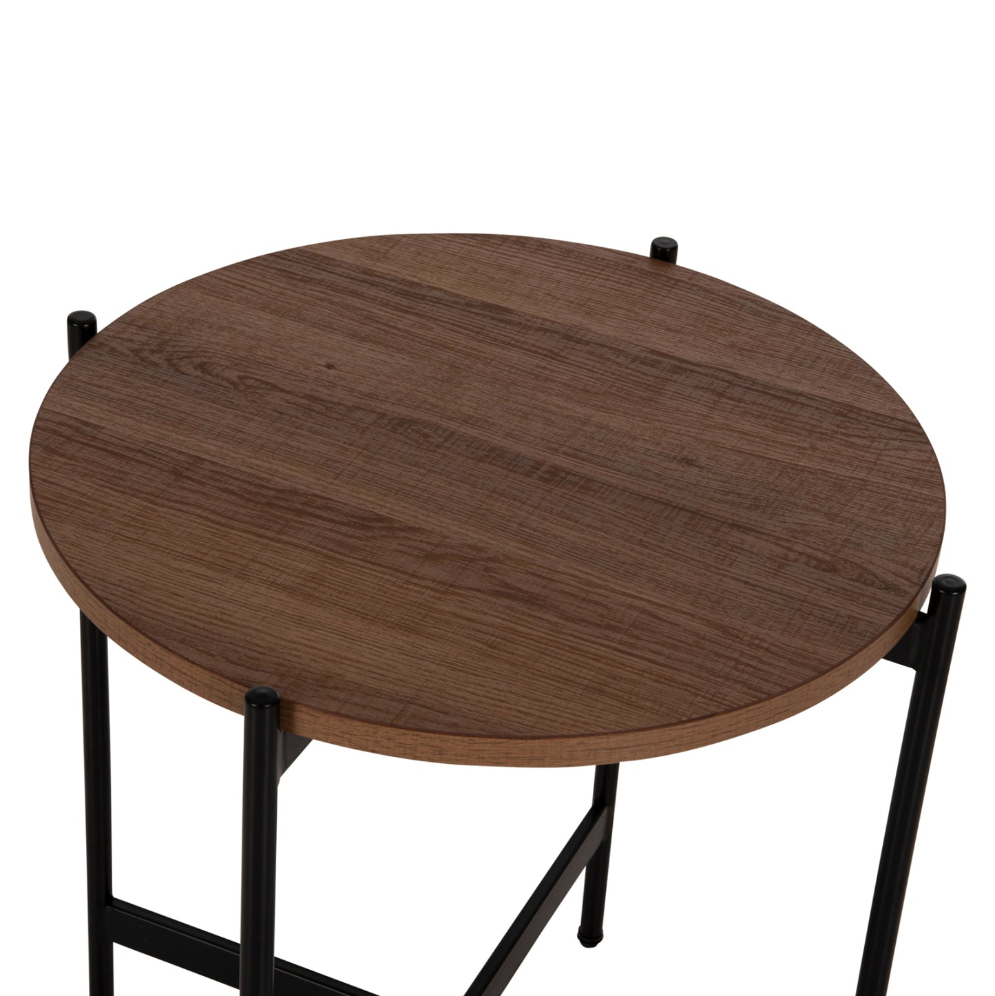 Side Table Hm9589.04 Mdf Walnut-black Metal Base Φ50x55hcm.