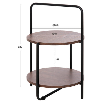 Side Table Sylo Hm9618.02 Mdf In Walnut Color-black Metal Frame Φ44x66hcm.
