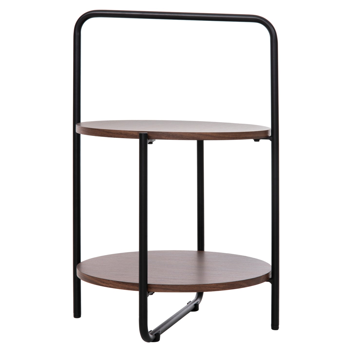 Side Table Sylo Hm9618.02 Mdf In Walnut Color-black Metal Frame Φ44x66hcm.