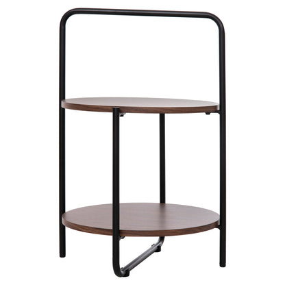 Side Table Sylo Hm9618.02 Mdf In Walnut Color-black Metal Frame Φ44x66hcm.