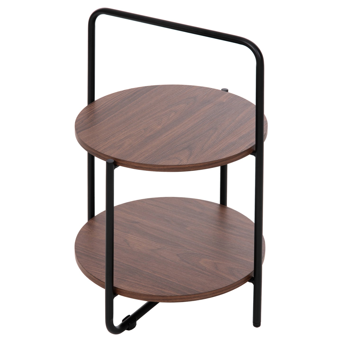 Side Table Sylo Hm9618.02 Mdf In Walnut Color-black Metal Frame Φ44x66hcm.