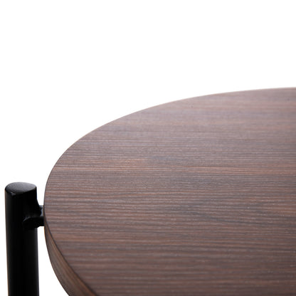 Side Table Sylo Hm9618.02 Mdf In Walnut Color-black Metal Frame Φ44x66hcm.