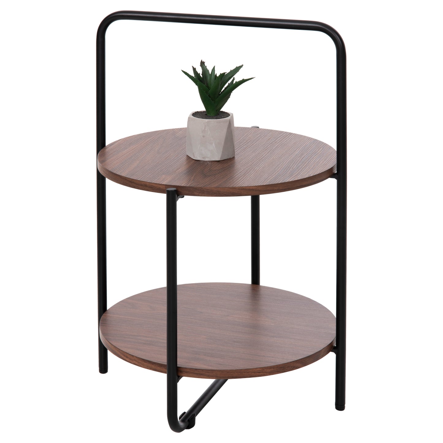Side Table Sylo Hm9618.02 Mdf In Walnut Color-black Metal Frame Φ44x66hcm.