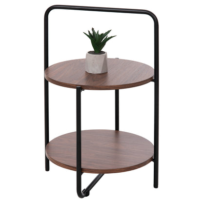 Side Table Sylo Hm9618.02 Mdf In Walnut Color-black Metal Frame Φ44x66hcm.