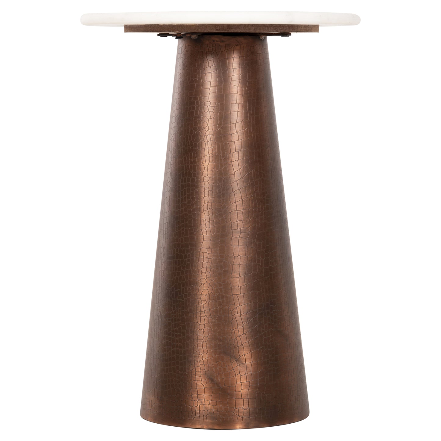 Side Table Round Foden Hm9720 White Marble Top And Metal Base In Dark Copper Color Φ40,5x59hcm.