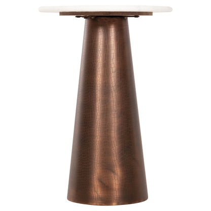 Side Table Round Foden Hm9720 White Marble Top And Metal Base In Dark Copper Color Φ40,5x59hcm.