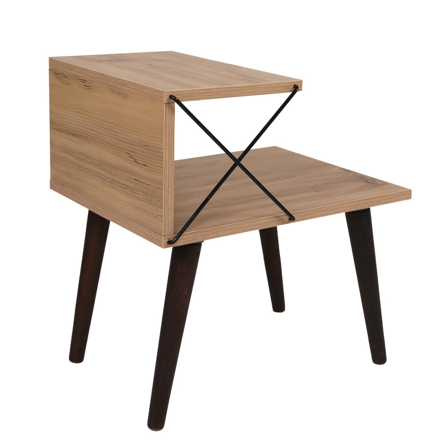 Side Table/nightstand Melamine In Natural Color 50x40x55hcm.hm9434.01