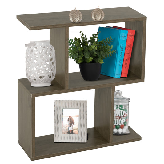 Side Table With Storage Spaces Hm8881.12 Melamine In Olive Grey Color 50x17x56hcm.