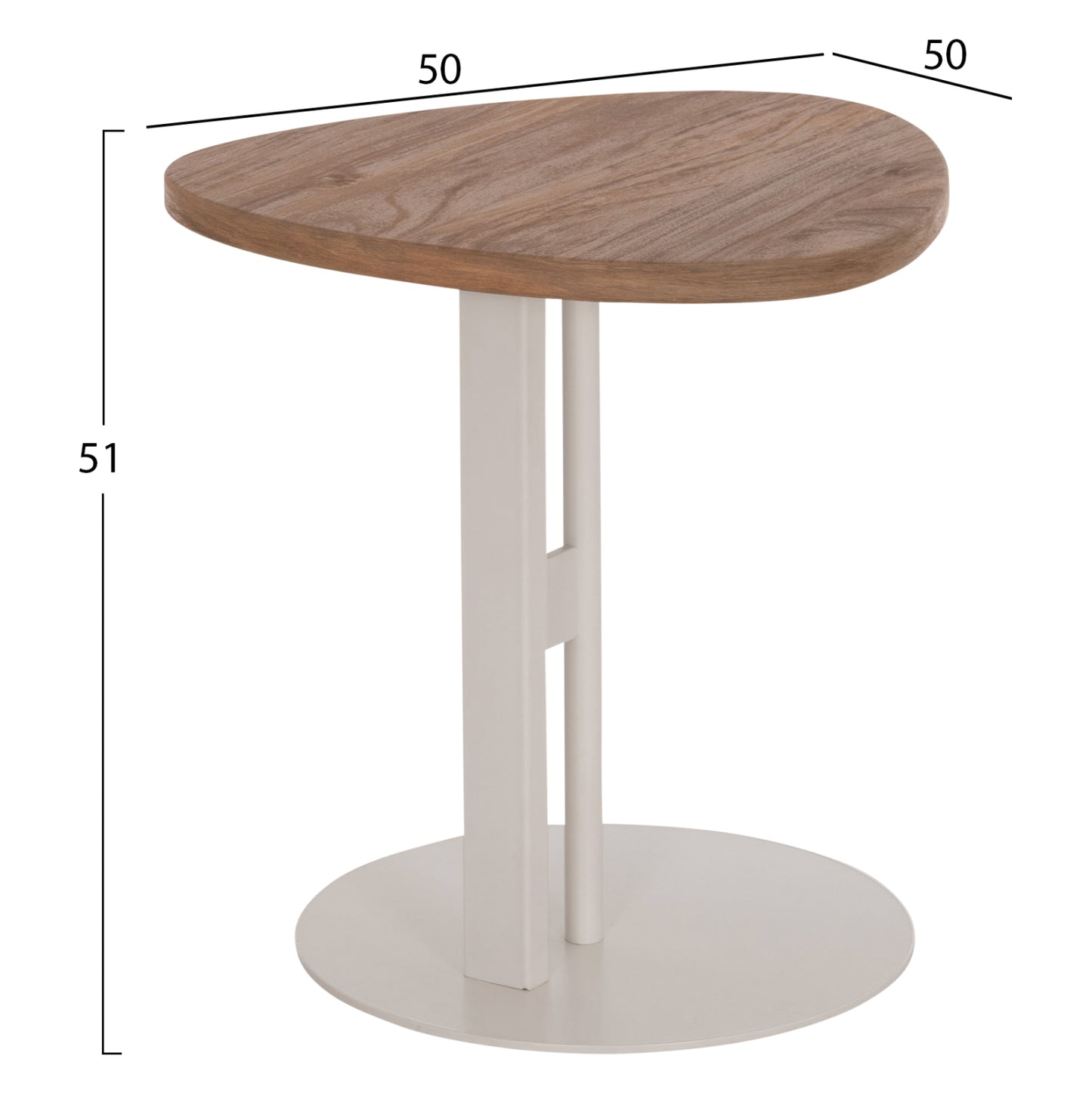 Side Table Oval Alper Hm18328 Mdf In Sonama--metal Base In White 50x50x51hcm.