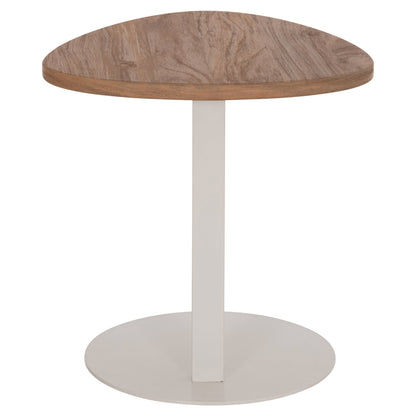 Side Table Oval Alper Hm18328 Mdf In Sonama--metal Base In White 50x50x51hcm.