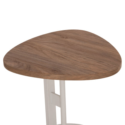 Side Table Oval Alper Hm18328 Mdf In Sonama--metal Base In White 50x50x51hcm.