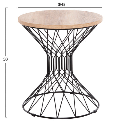 Side Table Keon Hm18038.03 Mdf Top In Sonama-metal Base Φ45x50hcm.