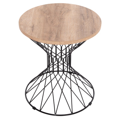 Side Table Keon Hm18038.03 Mdf Top In Sonama-metal Base Φ45x50hcm.