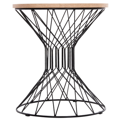 Side Table Keon Hm18038.03 Mdf Top In Sonama-metal Base Φ45x50hcm.